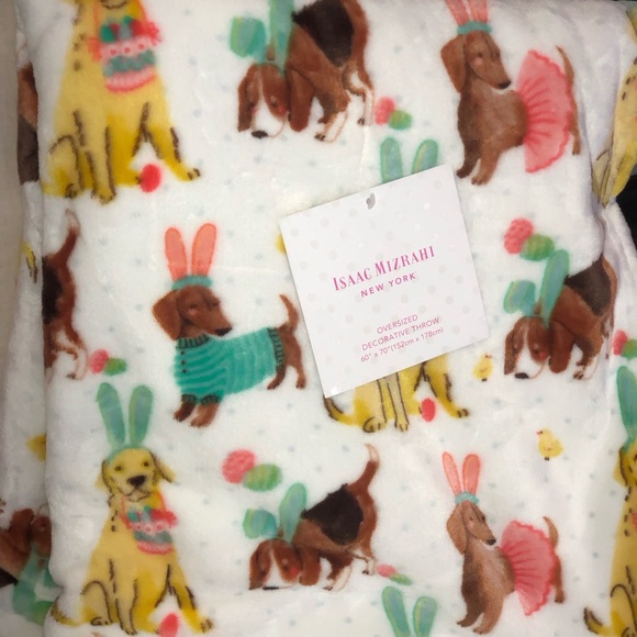 ✨NWT✨ Isaac Mizrahi Easter Egg Spring Polka Dot Bunny Ears Dog Throw Blanket - Picture 4 of 11